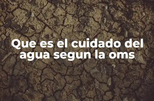 Que es el Cuidado Del Agua Segun la Oms