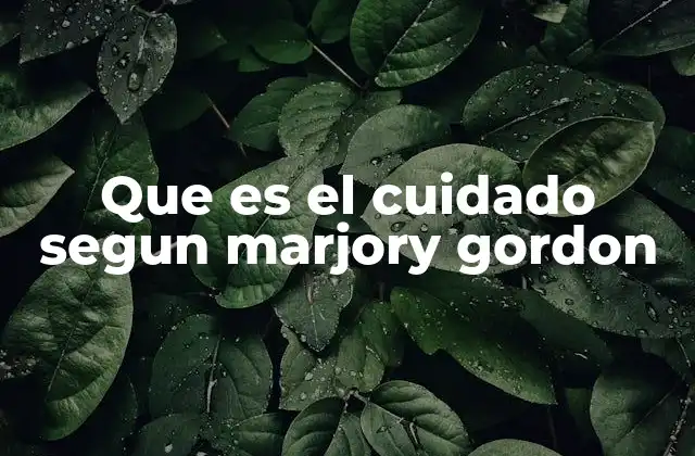 Que es el Cuidado Segun Marjory Gordon