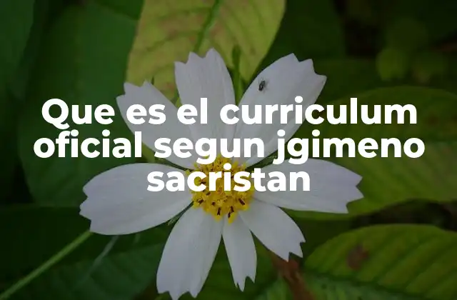 Que es el Curriculum Oficial Segun Jgimeno Sacristan
