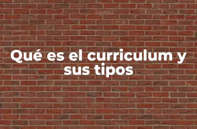 Qué es el Curriculum y Sus Tipos