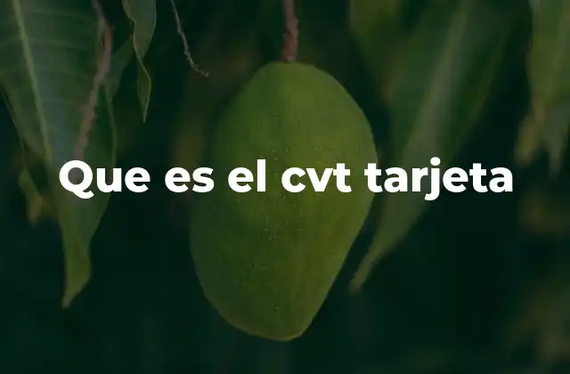 Que es el Cvt Tarjeta