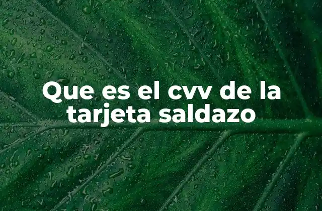Que es el Cvv de la Tarjeta Saldazo