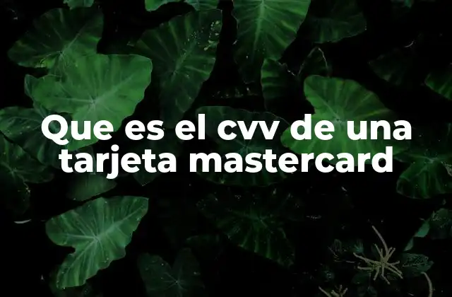Que es el Cvv de una Tarjeta Mastercard
