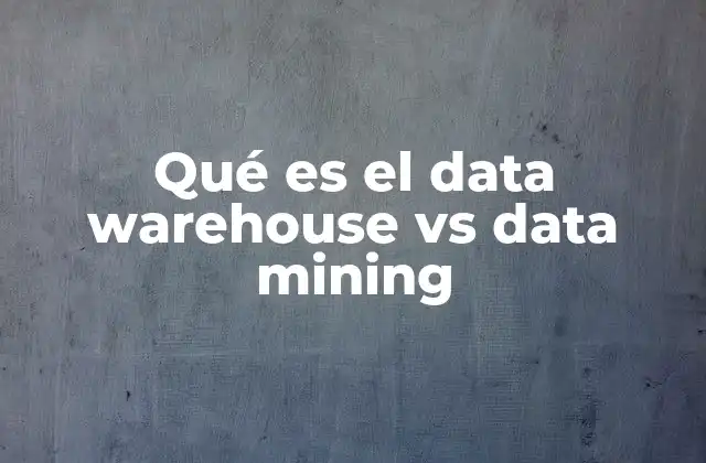 Qué es el Data Warehouse Vs Data Mining