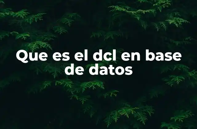 Que es el Dcl en Base de Datos