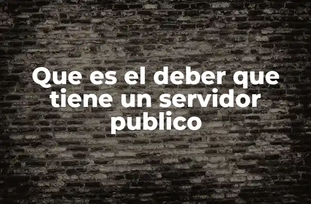 Que es el Deber que Tiene un Servidor Publico