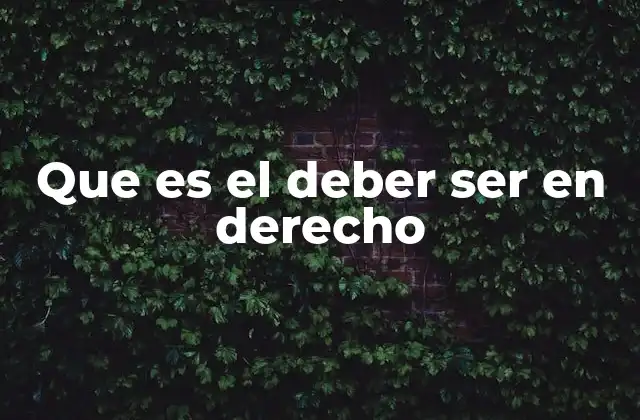 Que es el Deber Ser en Derecho