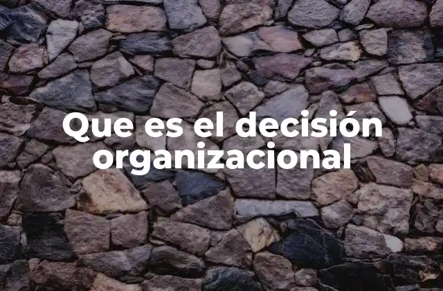 Que es el Decisión Organizacional