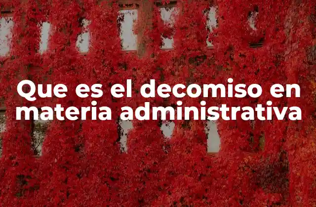 Que es el Decomiso en Materia Administrativa