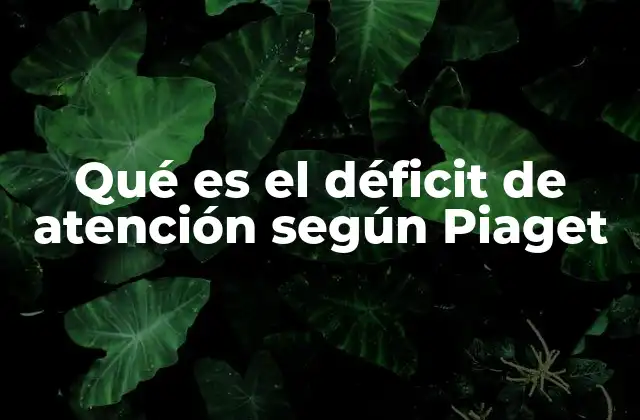 Qué es el Déficit de Atención según Piaget