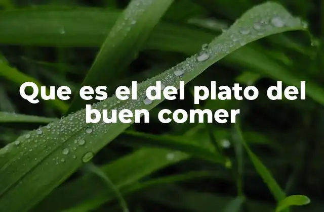 Que es el Del Plato Del Buen Comer