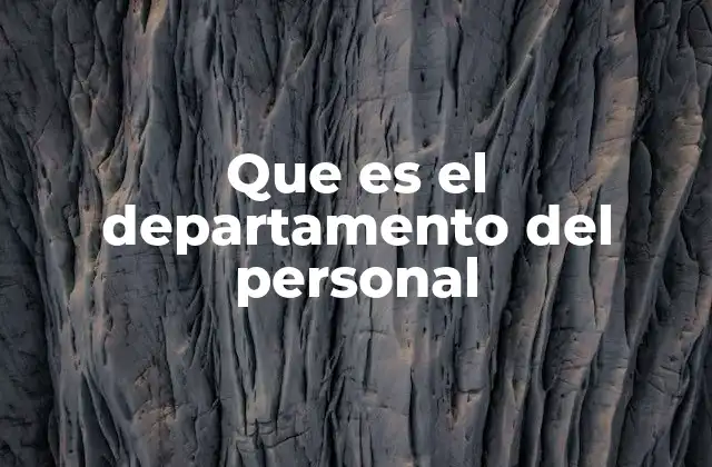 Que es el Departamento Del Personal