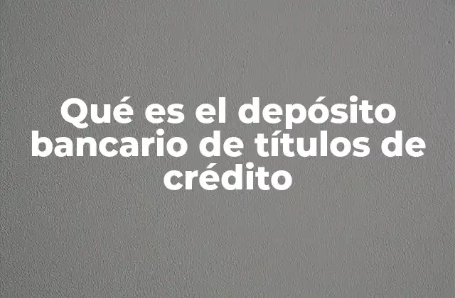 Qué es el Depósito Bancario de Títulos de Crédito