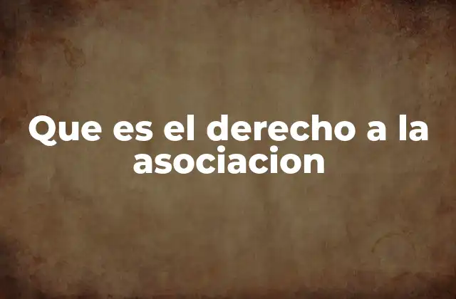 Que es el Derecho a la Asociacion