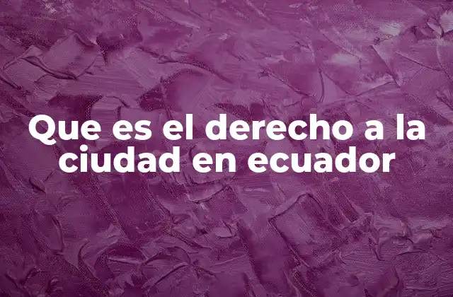 Que es el Derecho a la Ciudad en Ecuador