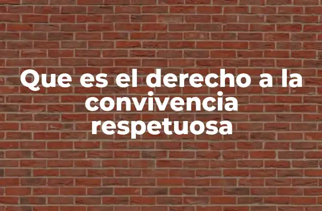 Que es el Derecho a la Convivencia Respetuosa