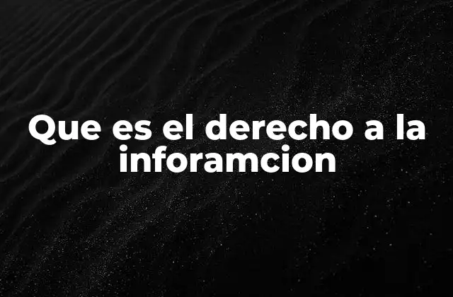 Que es el Derecho a la Inforamcion