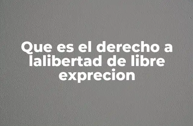Que es el Derecho a Lalibertad de Libre Exprecion