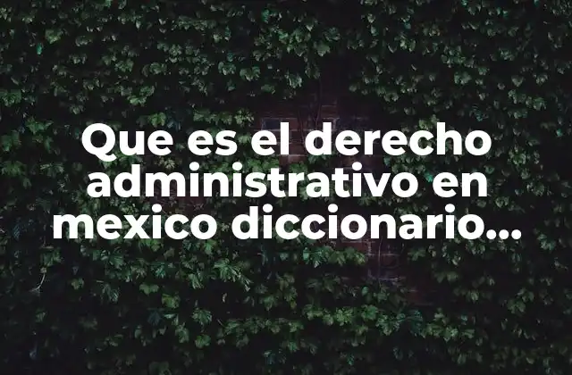 Que es el Derecho Administrativo en Mexico Diccionario Juridico
