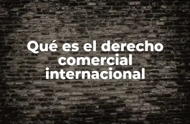Qué es el Derecho Comercial Internacional