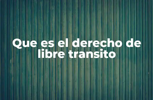 Que es el Derecho de Libre Transito