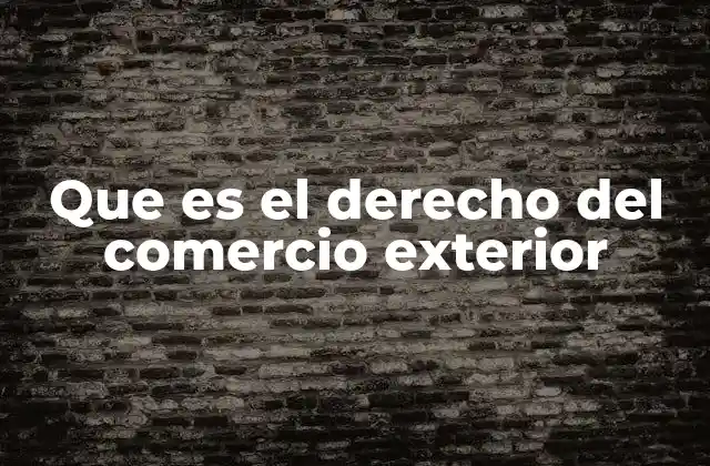 Que es el Derecho Del Comercio Exterior