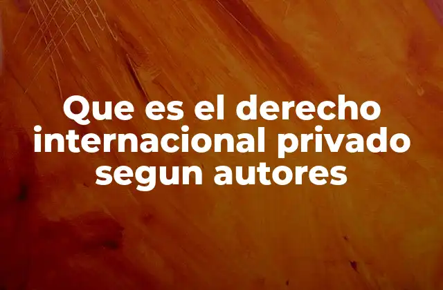 Que es el Derecho Internacional Privado Segun Autores