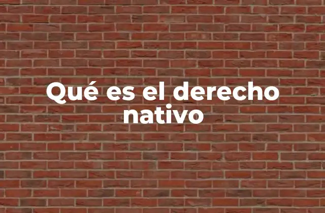 Qué es el Derecho Nativo