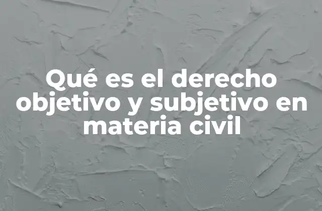 Qué es el Derecho Objetivo y Subjetivo en Materia Civil