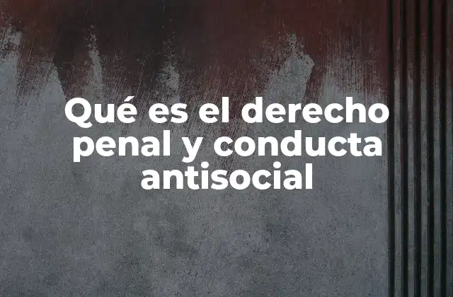 Qué es el Derecho Penal y Conducta Antisocial