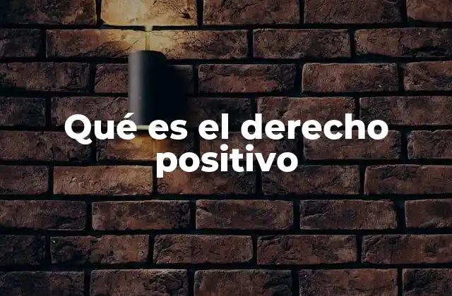 Qué es el Derecho Positivo