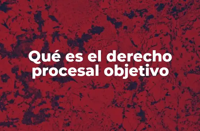 Qué es el Derecho Procesal Objetivo