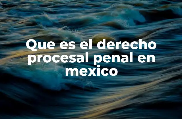 Que es el Derecho Procesal Penal en Mexico