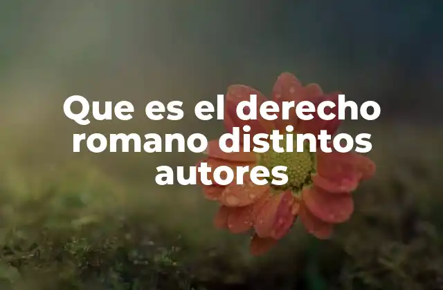 Que es el Derecho Romano Distintos Autores