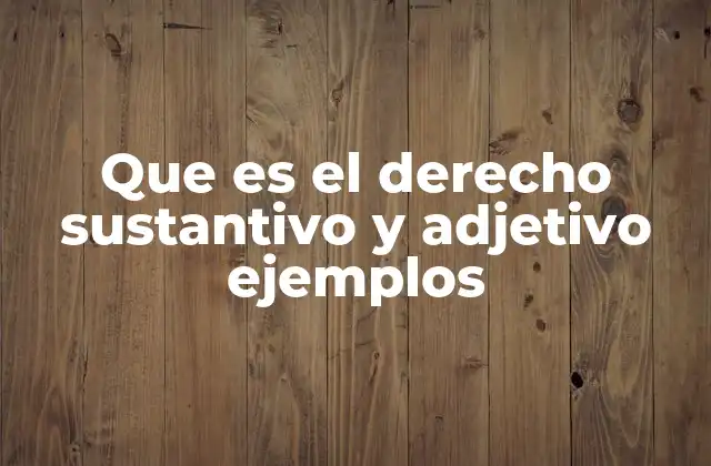 Que es el Derecho Sustantivo y Adjetivo Ejemplos