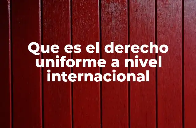 Que es el Derecho Uniforme a Nivel Internacional