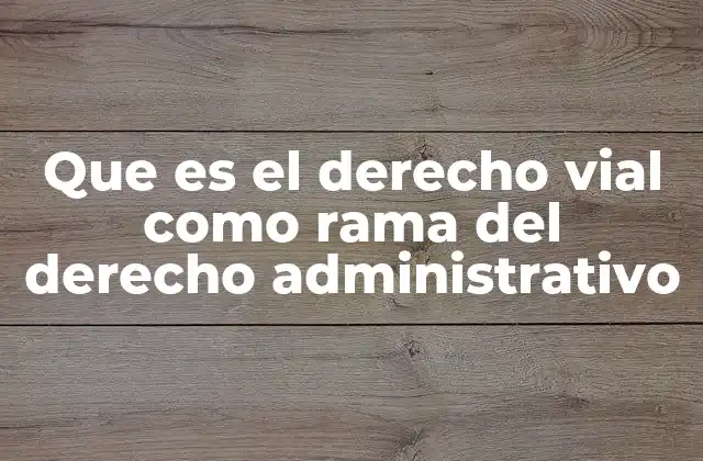 Que es el Derecho Vial como Rama Del Derecho Administrativo