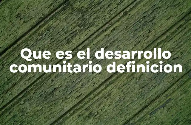 Que es el Desarrollo Comunitario Definicion