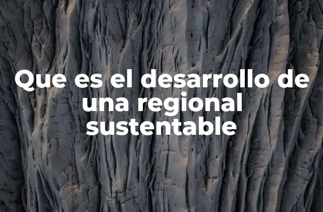 Que es el Desarrollo de una Regional Sustentable