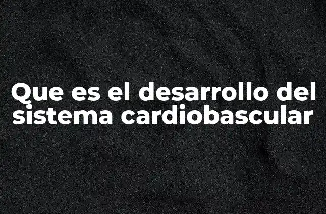 Que es el Desarrollo Del Sistema Cardiobascular