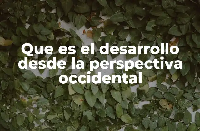 Que es el Desarrollo desde la Perspectiva Occidental