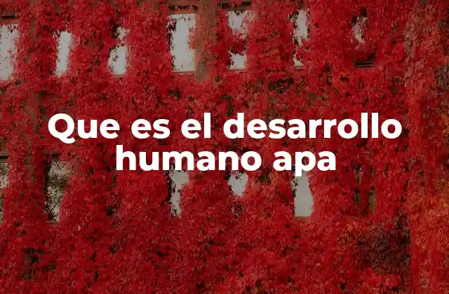 Que es el Desarrollo Humano Apa