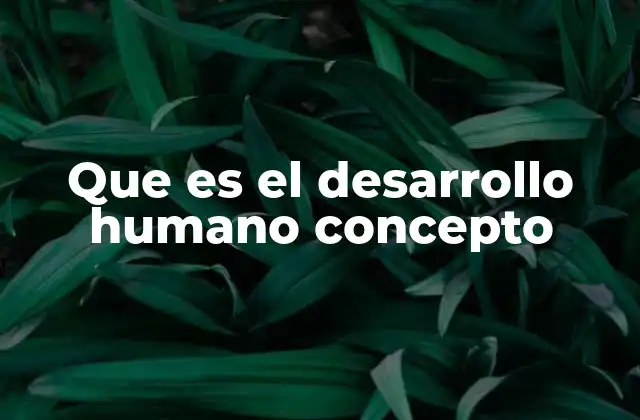 Que es el Desarrollo Humano Concepto