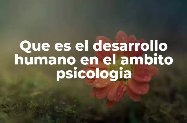 Que es el Desarrollo Humano en el Ambito Psicologia