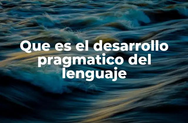 Que es el Desarrollo Pragmatico Del Lenguaje