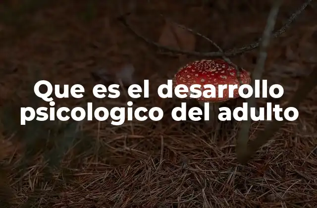 Que es el Desarrollo Psicologico Del Adulto