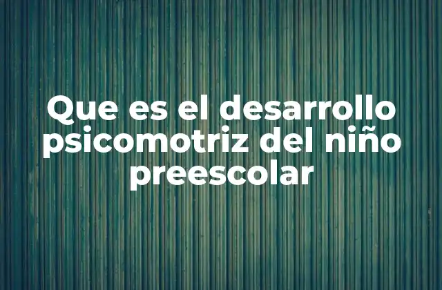 Que es el Desarrollo Psicomotriz Del Niño Preescolar