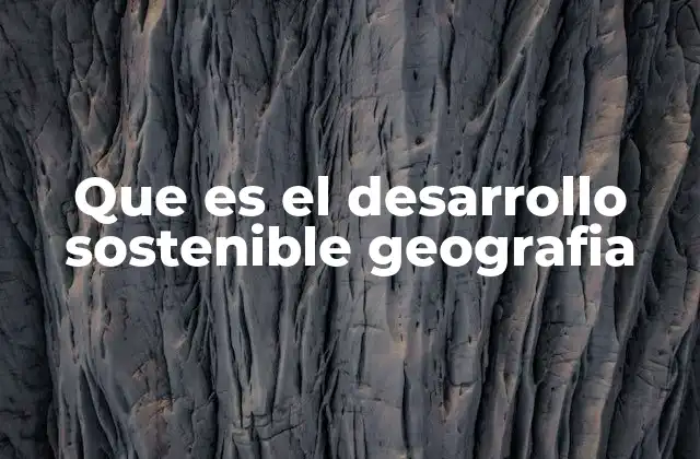 Que es el Desarrollo Sostenible Geografia