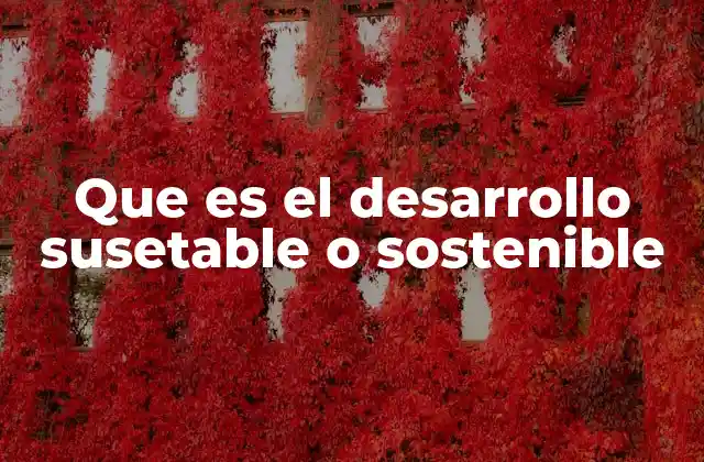 Que es el Desarrollo Susetable o Sostenible