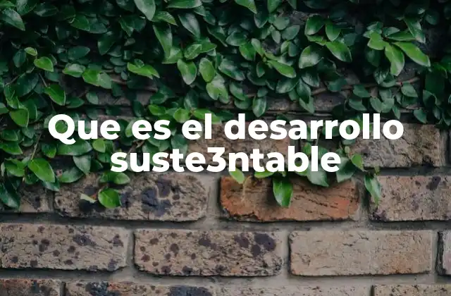 Que es el Desarrollo Suste3ntable